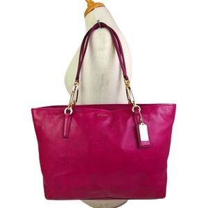 VTG COACH FUCHSIA PINK GENUINE LEATHER TOTE SHOULDER BAG HANDBAG PURSE